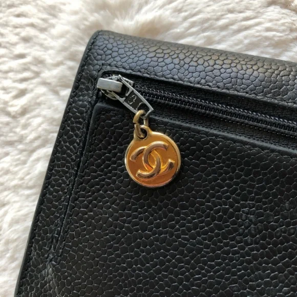 Chanel CC Black Caviar Leather wallet/crossbody-chain is optional, but included. - Picture 7 of 14